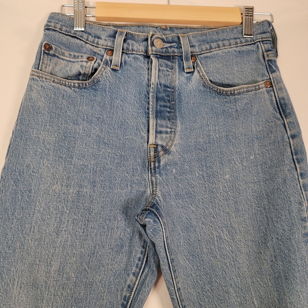 Levis 501 Skinny Jeans mens 26x30 Light Blue Wash‎ Button Fly Premium Denim